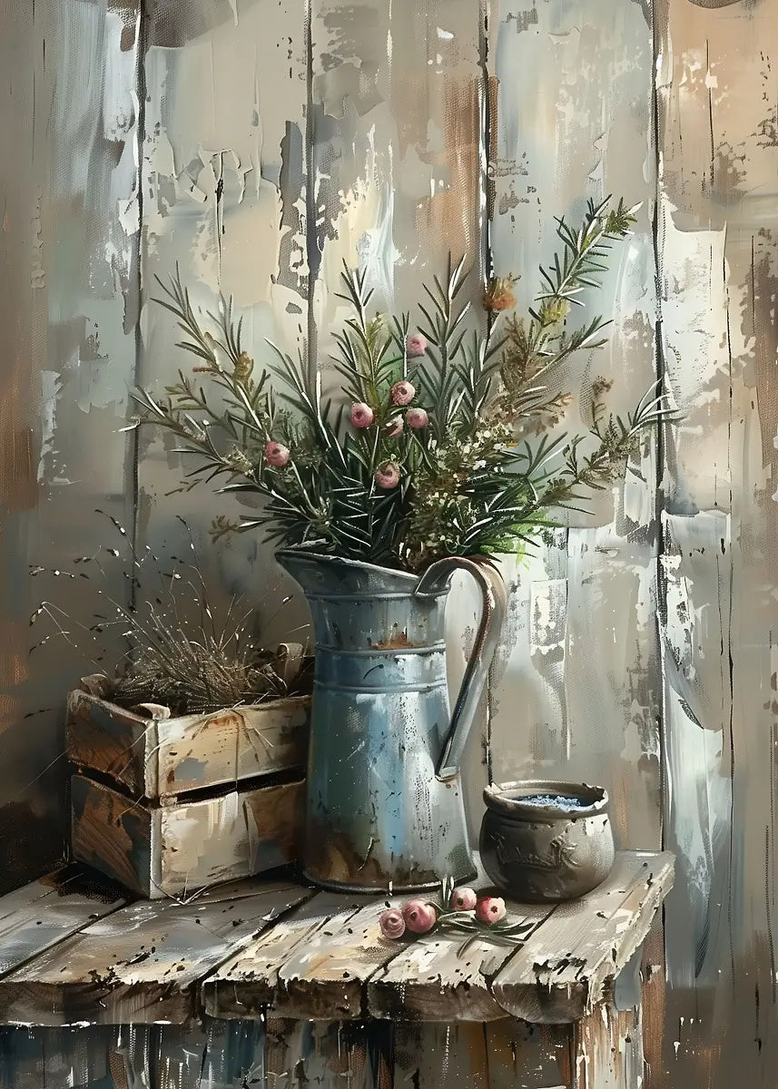 Rustic Rosemary and Berries 60x90cm Metal Print Ready to Hang - Bella Home Decor