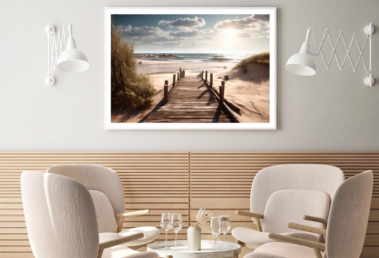 Wooden Pier on Ocean or Sea, Home Decor Premium Quality Poster Print Choose Your Sizes