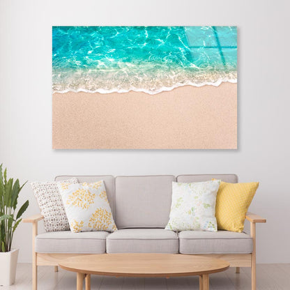 Soft Blue Ocean Wave or Clear Sea on Clean Sandy Beach Acrylic Glass Print Tempered Glass Wall Art 100% Made in Australia Ready to Hang