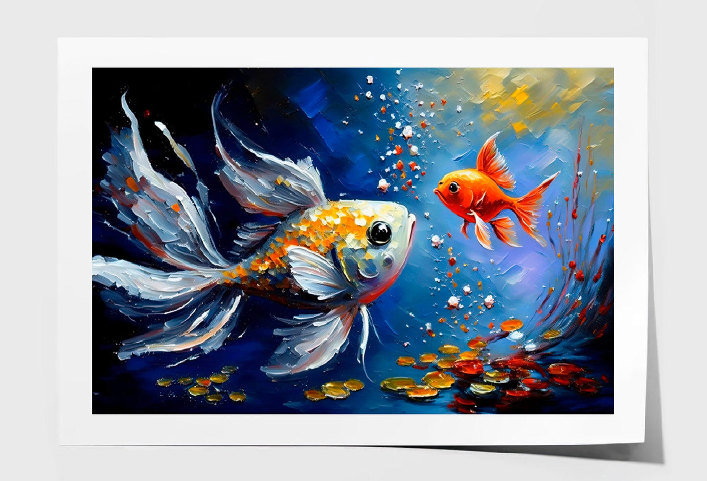 Gold Fish Oil Painting Limited Edition High Quality Print Unframed Roll Canvas None