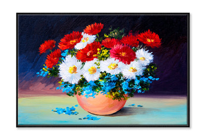 Spring Flowers, Still Life Oil Painting Limited Edition High Quality Print Canvas Box Framed Black