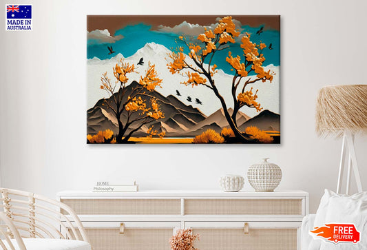 White Clouds and Birds 3d Wall Art Limited Edition High Quality Print