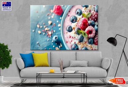 Close Up of Healthy Yogurt and Fruit Wall Art Decor 100% Australian Made