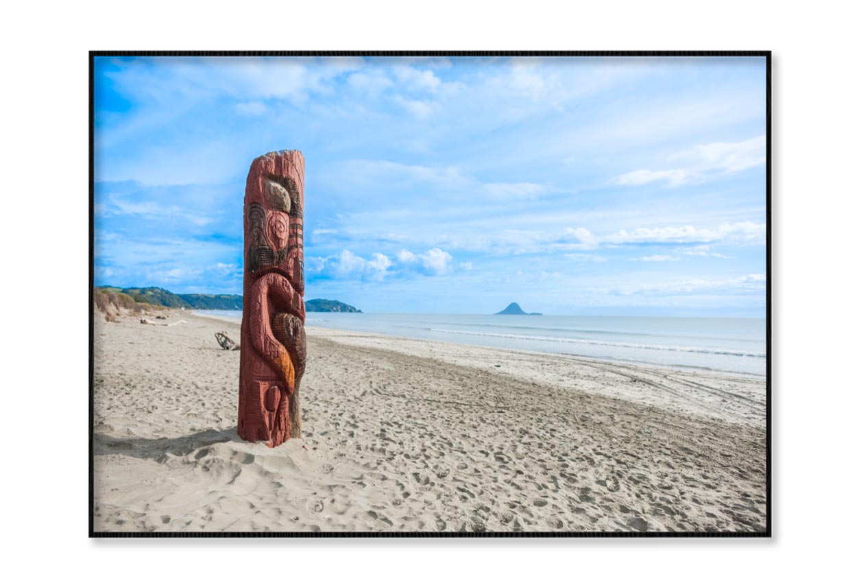 Driftwood Totem on Dunes at Ohope, Bay Off Plenty, New Zealand Home Decor Premium Quality Poster Print Choose Your Sizes