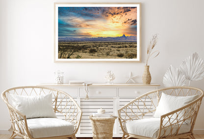 Desert Grassland with a Sunset & Mountains Home Decor Premium Quality Poster Print Choose Your Sizes