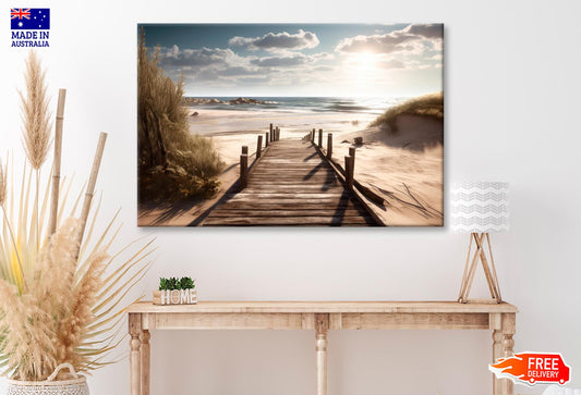 Wooden Pier on Ocean or Sea,  Wall Art Decor 100% Australian Made