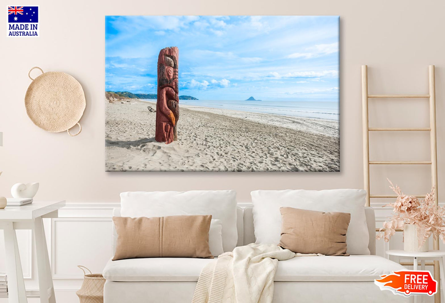 Driftwood Totem on Dunes at Ohope, Bay Off Plenty, New Zealand Wall Art Decor 100% Australian Made