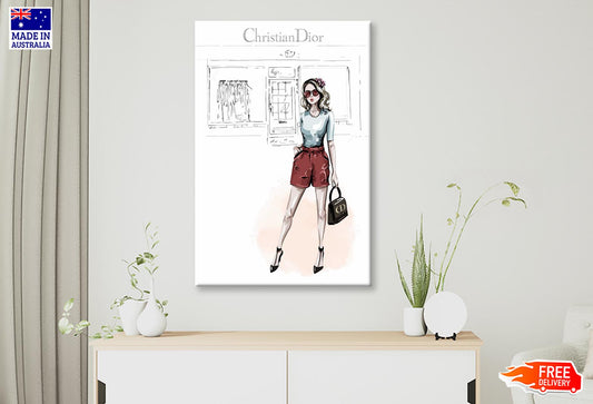 Red Stylish Girl Fashion Store Wall Art Limited Edition High Quality Print