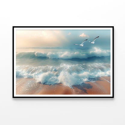 Birds Flying Over a Beach Home Decor Premium Quality Poster Print Choose Your Sizes - Bella Home Decor