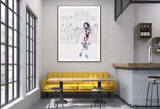 Modern Pink Lady with Fashion Store Design Home Decor Premium Quality Poster Print Choose Your Sizes