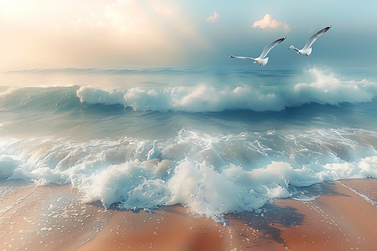 Birds Flying Over a Beach Home Decor Premium Quality Poster Print Choose Your Sizes - Bella Home Decor
