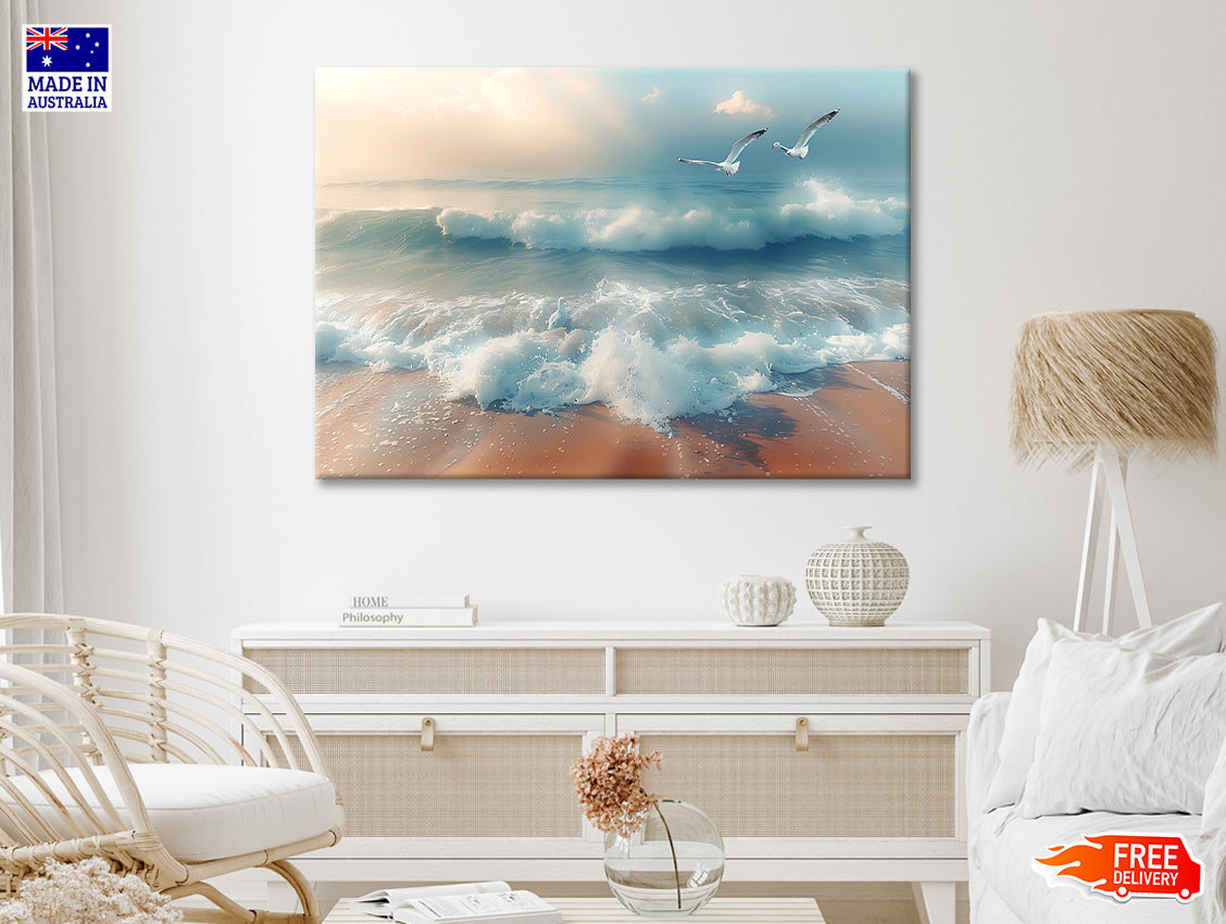 Birds Flying Over a Beach Print 100% Australian Made - Bella Home Decor