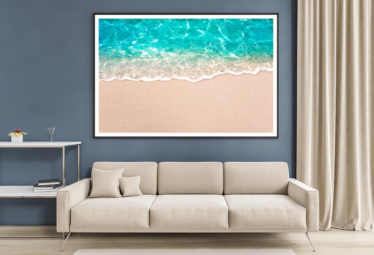 Soft Blue Ocean Wave or Clear Sea on Clean Sandy Beach Home Decor Premium Quality Poster Print Choose Your Sizes