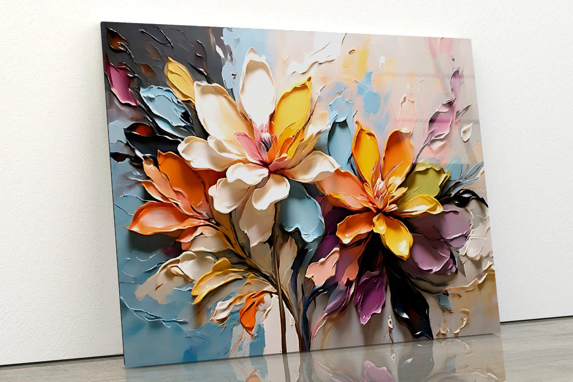 Oil Painting of Flowers Acrylic Glass Print Tempered Glass Wall Art 100% Made in Australia Ready to Hang