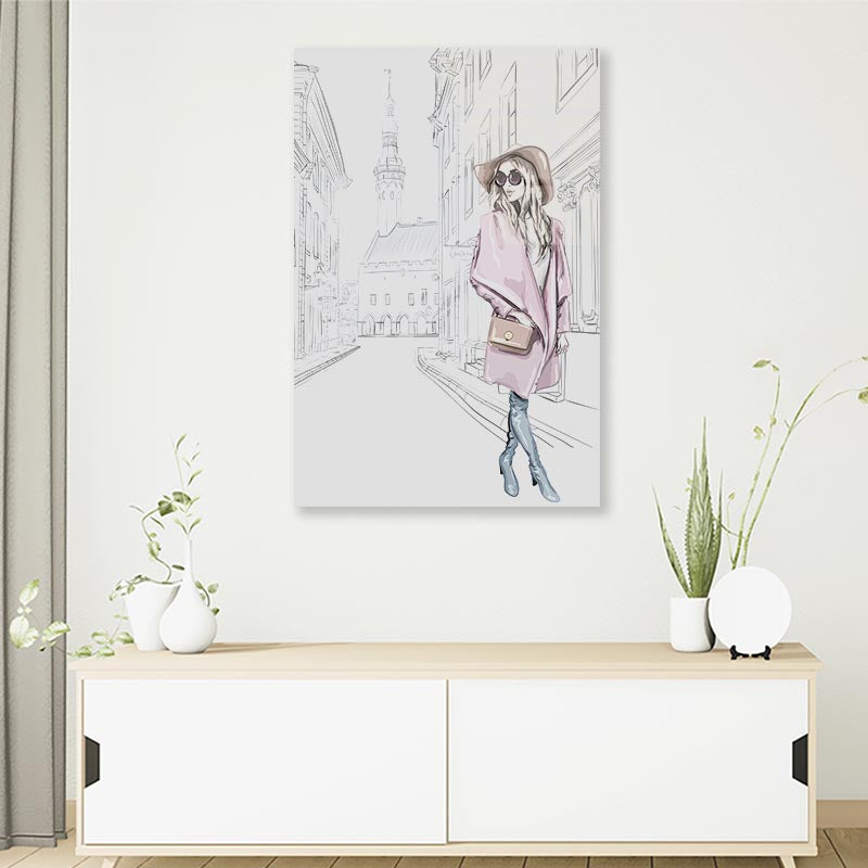 Pink Girl and Hat 3D Design Acrylic Glass Print Tempered Glass Wall Art 100% Made in Australia Ready to Hang