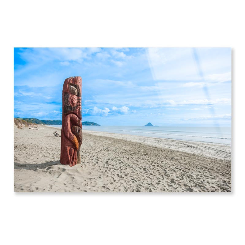 Driftwood Totem on Dunes at Ohope, Bay Off Plenty, New Zealand Acrylic Glass Print Tempered Glass Wall Art 100% Made in Australia Ready to Hang - Bella Home Decor