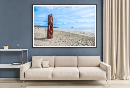 Driftwood Totem on Dunes at Ohope, Bay Off Plenty, New Zealand Home Decor Premium Quality Poster Print Choose Your Sizes