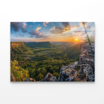 Trees and Hills, Sky View Acrylic Glass Print Tempered Glass Wall Art 100% Made in Australia Ready to Hang - Bella Home Decor