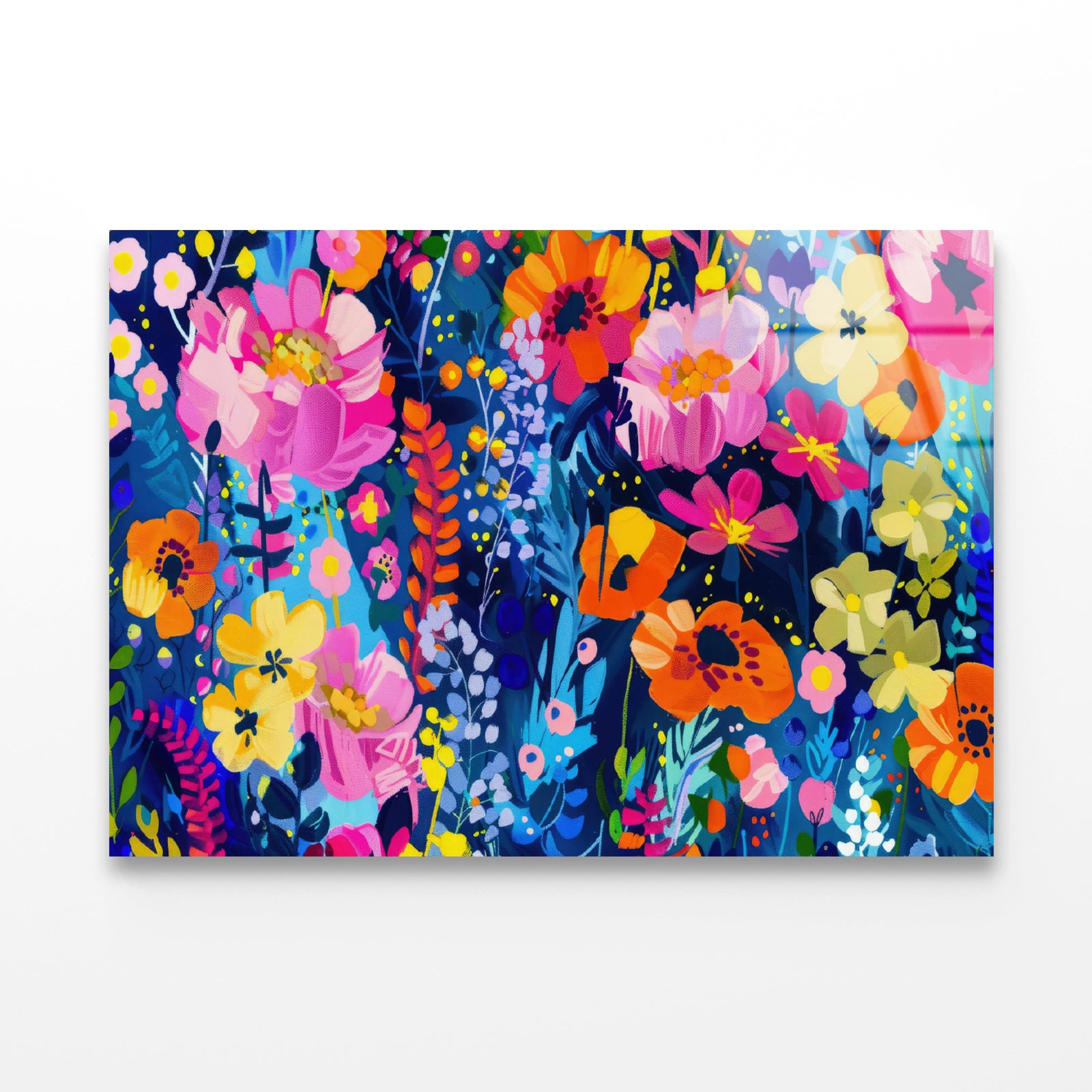 Colorful and Abstract Design with a Flower Acrylic Glass Print Tempered Glass Wall Art 100% Made in Australia Ready to Hang - Bella Home Decor