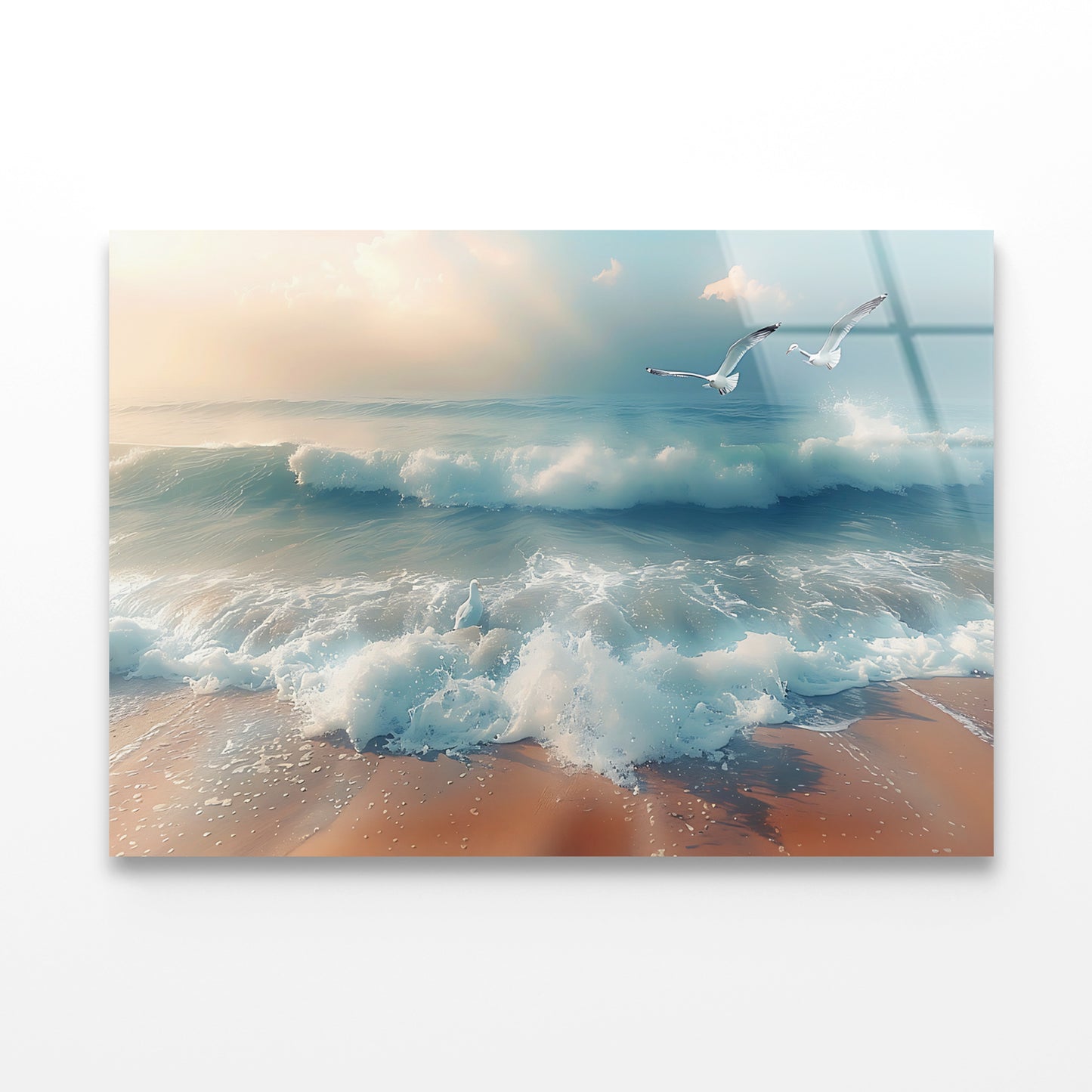 Birds Flying Over a Beach Acrylic Glass Print Tempered Glass Wall Art 100% Made in Australia Ready to Hang - Bella Home Decor