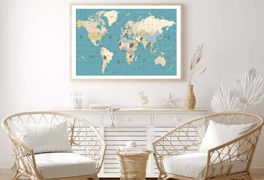 World Map Old Colors Illustration Home Decor Premium Quality Poster Print Choose Your Sizes