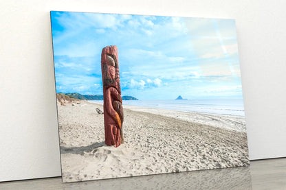 Driftwood Totem on Dunes at Ohope, Bay Off Plenty, New Zealand Acrylic Glass Print Tempered Glass Wall Art 100% Made in Australia Ready to Hang - Bella Home Decor