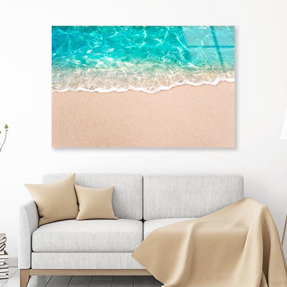 Soft Blue Ocean Wave or Clear Sea on Clean Sandy Beach Acrylic Glass Print Tempered Glass Wall Art 100% Made in Australia Ready to Hang