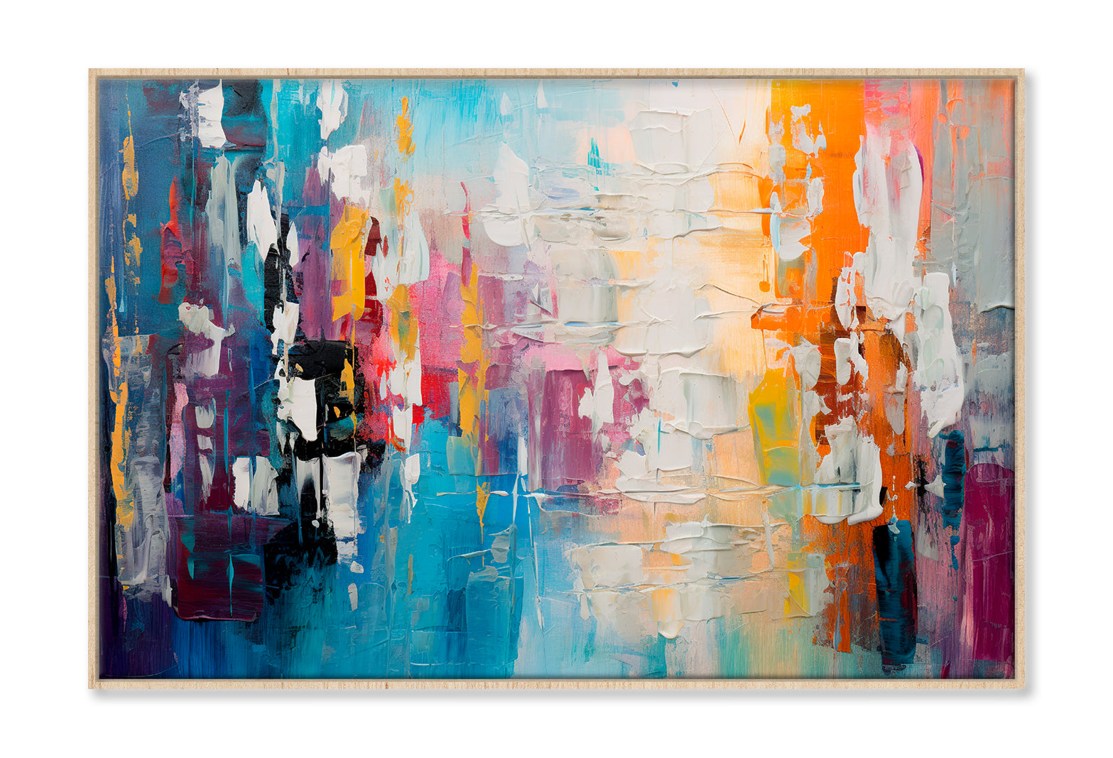 Abstract Colorful Chaotic Blend Of Acrylic Oil Painting Wall Art Limited Edition High Quality Print Canvas Box Framed Natural