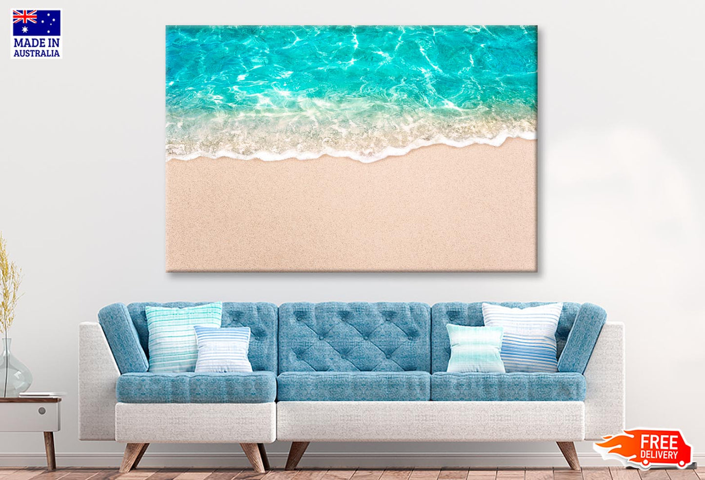 Soft Blue Ocean Wave or Clear Sea on Clean Sandy Beach Wall Art Decor 100% Australian Made - Bella Home Decor