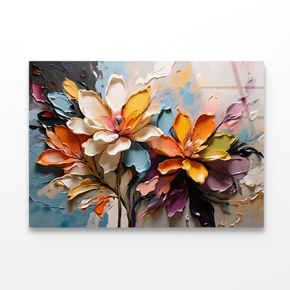 Oil Painting of Flowers Acrylic Glass Print Tempered Glass Wall Art 100% Made in Australia Ready to Hang