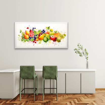 Fresh Harvest Fruit Watercolor Wall Art Canvas Office Home Room Framed 120x60cm - Bella Home Decor