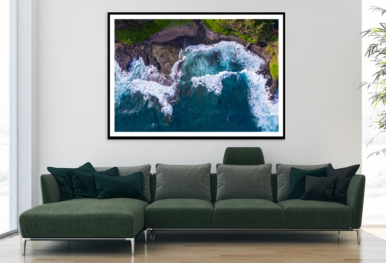 Drone View Of Beach & Sea Waves Home Decor Premium Quality Poster Print Choose Your Sizes