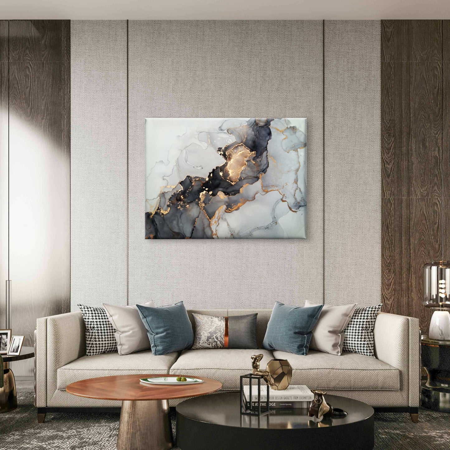 Gold Black Abstract Stunning Multicoloured Print 100% Australian Made