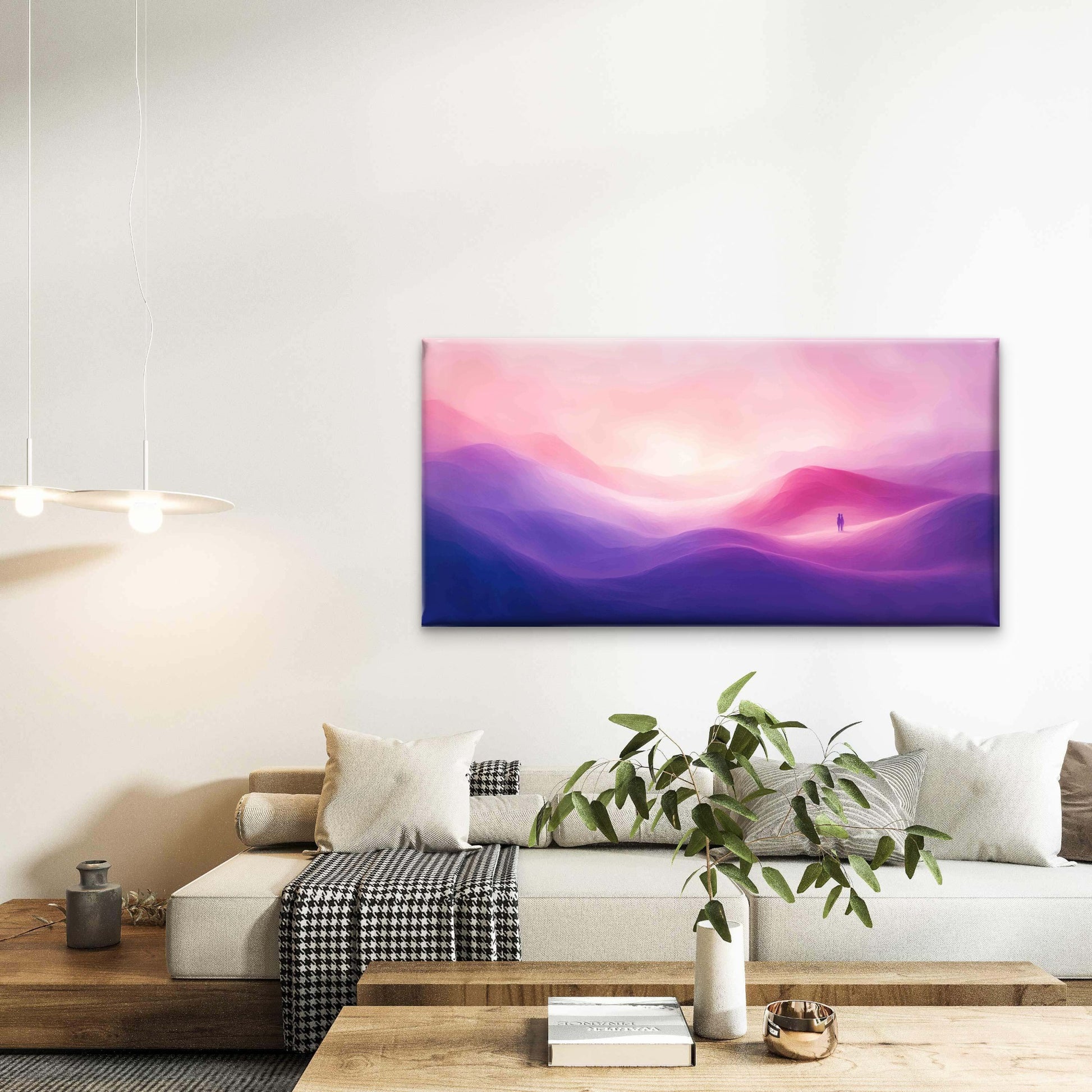 Purple Pink Landscape Sunset Wall Art Canvas Office Home Room Framed 120x60cm - Bella Home Decor