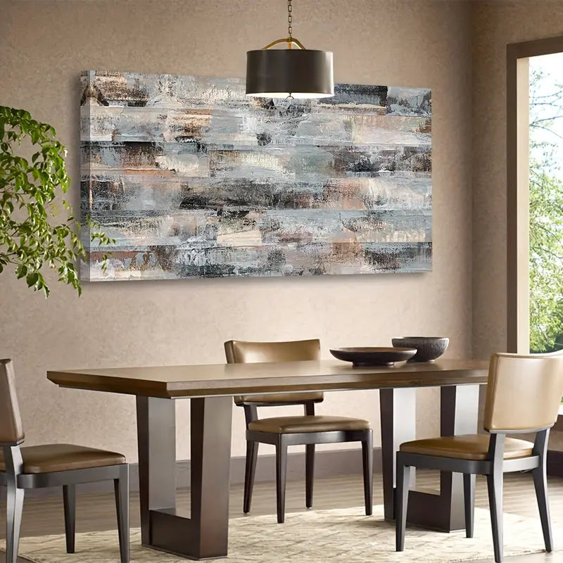 Gray Abstract Grey Brown Wall Art canvas office home room framed 120x60cm - Bella Home Decor