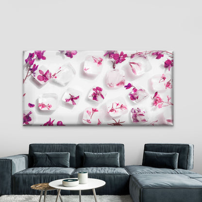 Floral Ice Cube Tray Wall Art Canvas Office Home Room Framed 120x60cm