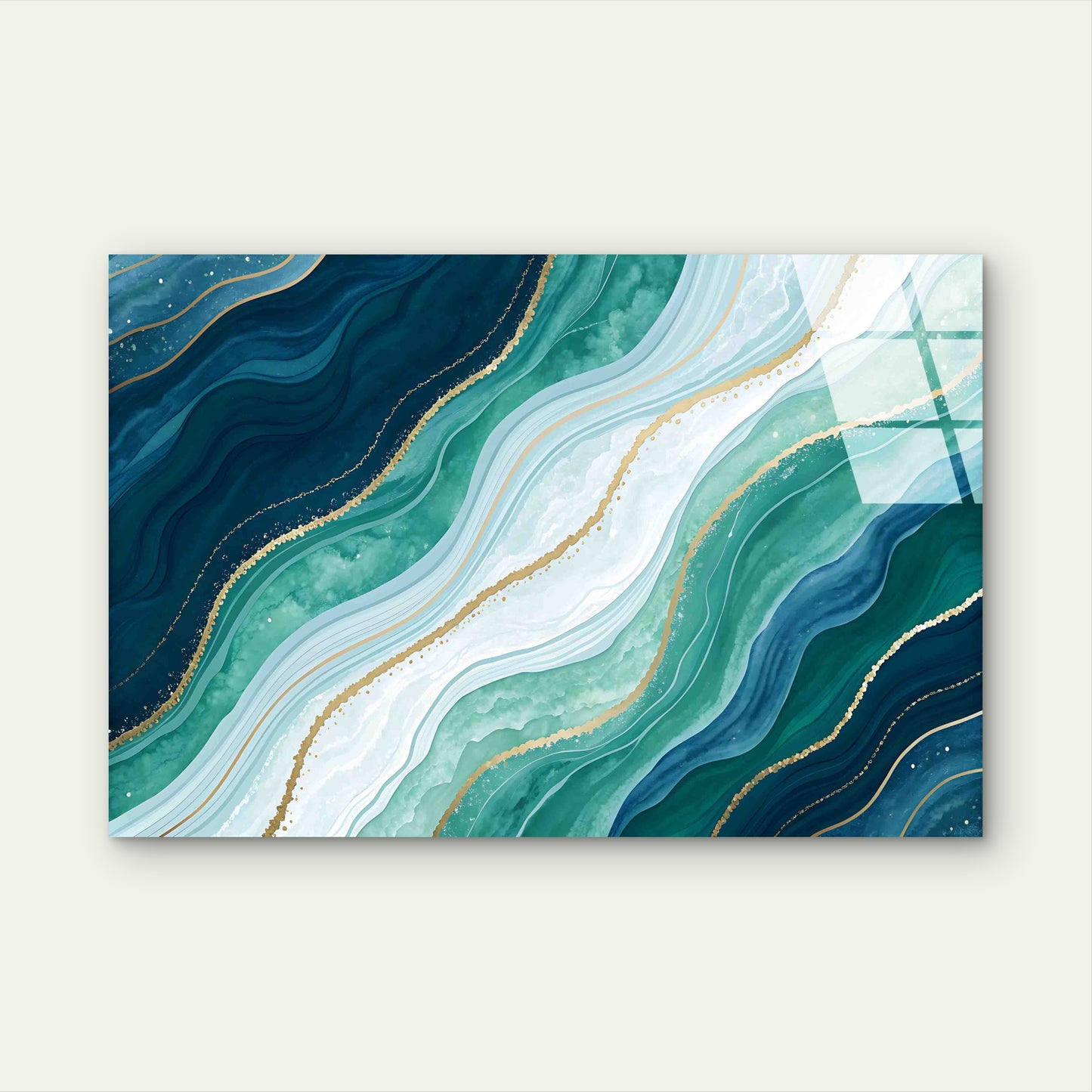 Abstract Emerald Teal Tempered Glass Printing Wall Art Australian Made Quality