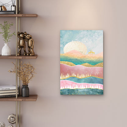 Abstract Watercolor Mountain 60x90cm Metal Print Ready to Hang - Bella Home Decor