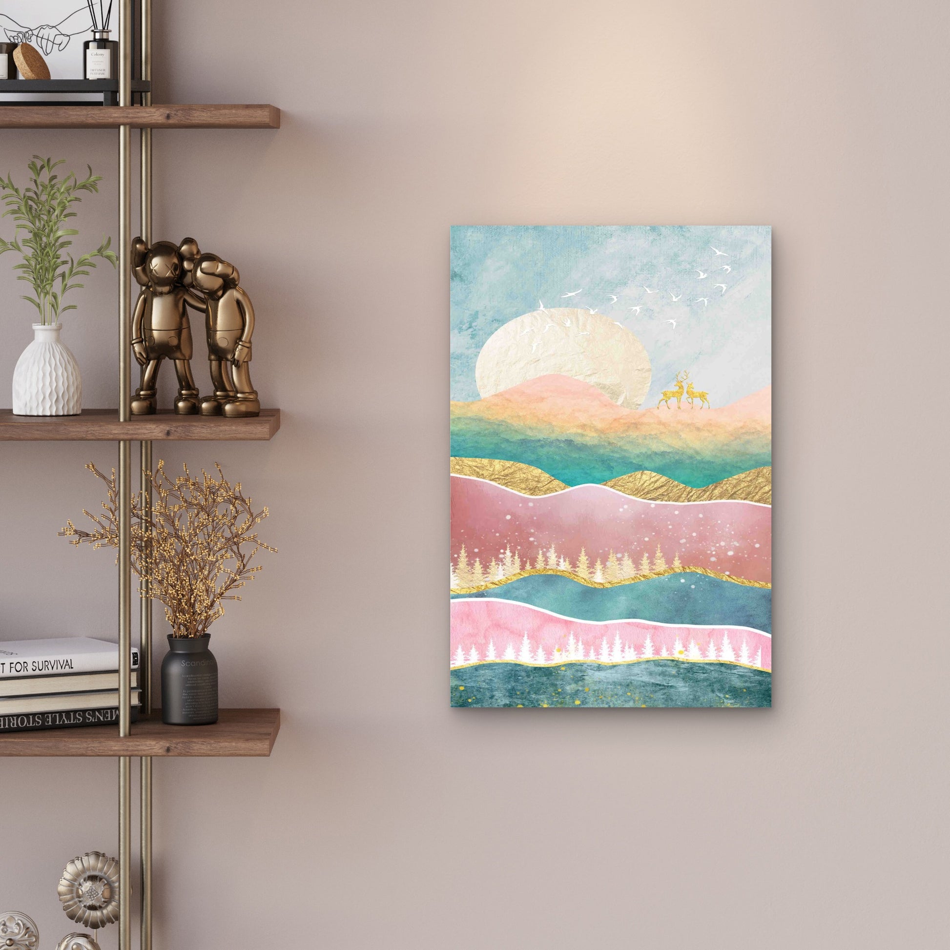 Abstract Watercolor Mountain Wilderness Metal Print Ready to Hang - Bella Home Decor