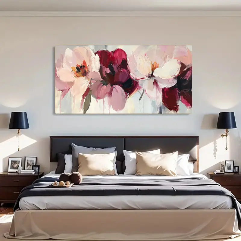 Bouquet Of Pink Flowers wall canvas office home room framed 120x60cm - Bella Home Decor