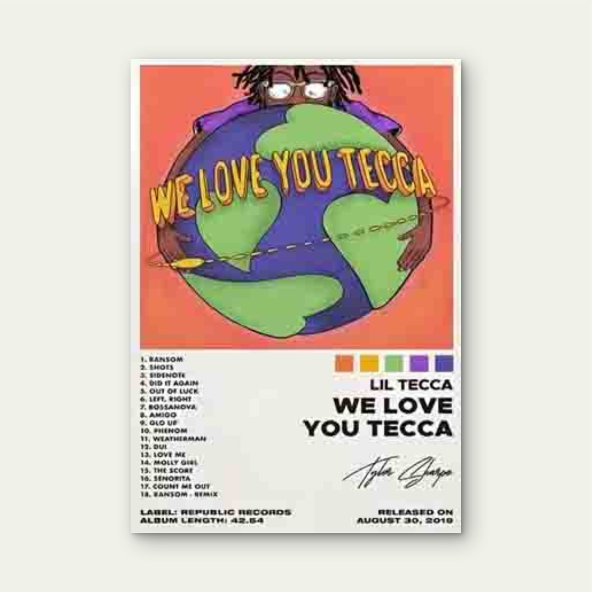 Lil Tecca We Love You Tecca Metal Print Ready to Hang - Bella Home Decor