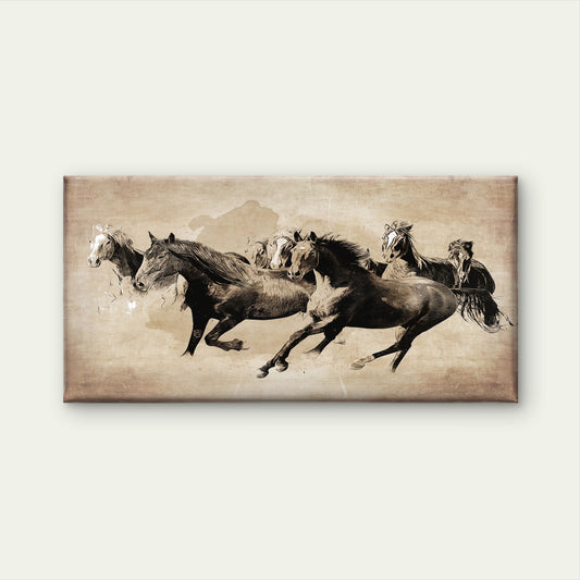 Running Stallion Horse Animal Wall Art Canvas Office Home Room Framed 120x60cm