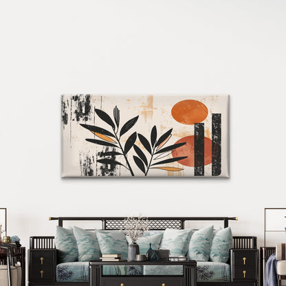 Modern Boho Leaf Terracotta Wall Art Canvas Office Home Room Framed 120x60cm