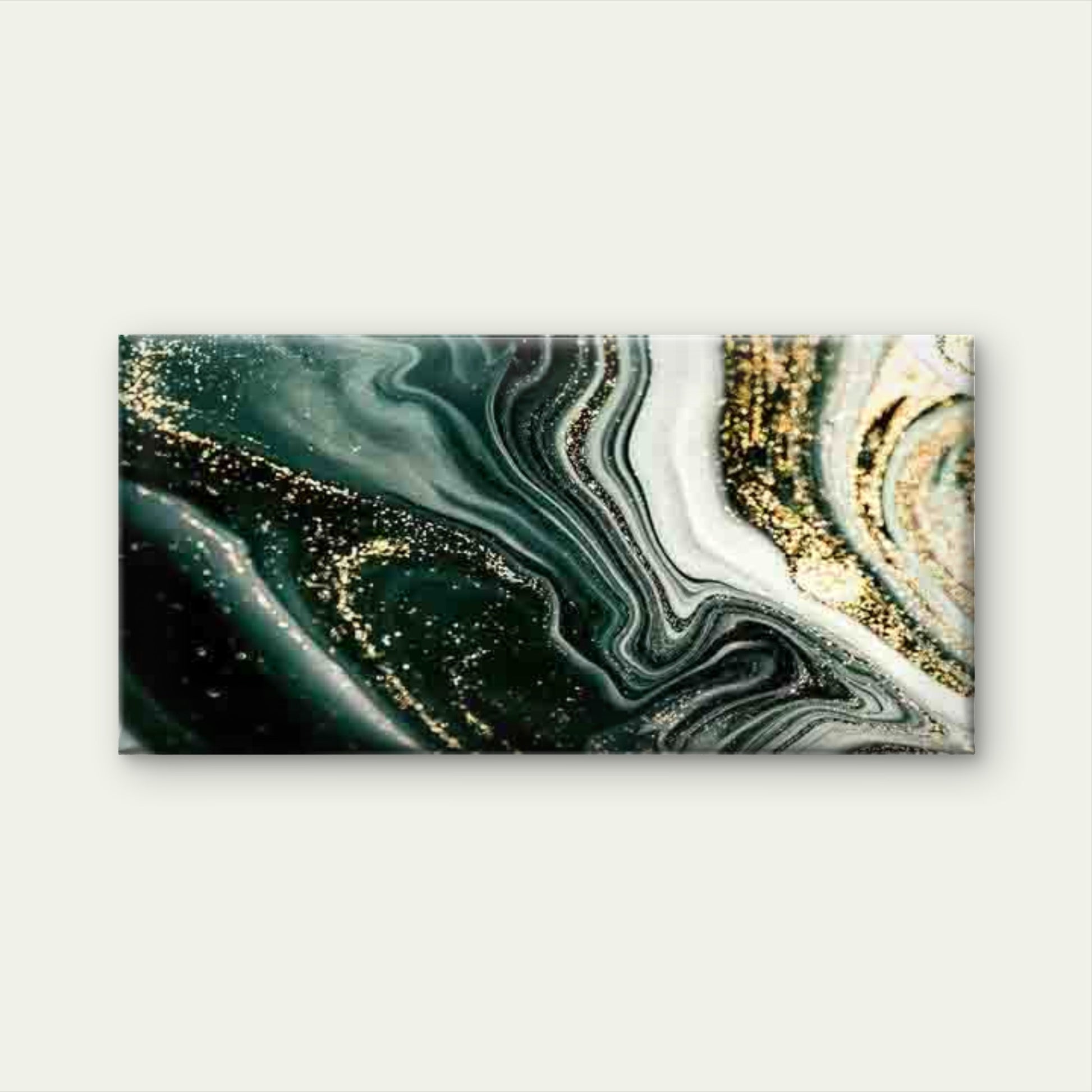 Green And Golden Abstract Wall Art Canvas Office Home Room Framed 120x60cm - Bella Home Decor