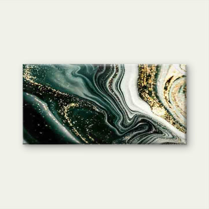 Green And Golden Abstract Wall Art Canvas Office Home Room Framed 120x60cm - Bella Home Decor