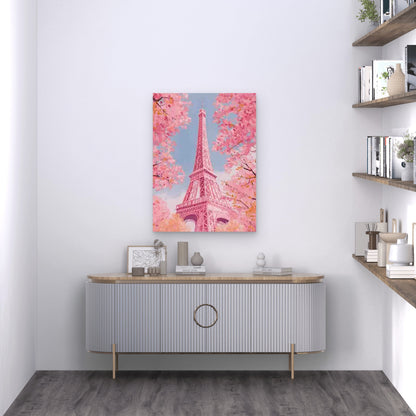 Pink Pastel Eiffel Tower Painting Metal Print Ready to Hang