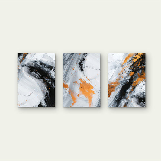 3pcs Modern Black and White Abstract Painting Wall Art Set Canvas Framed 50x70cm - High Quality Print 100% Australian Made Wall Canvas Ready to Hang