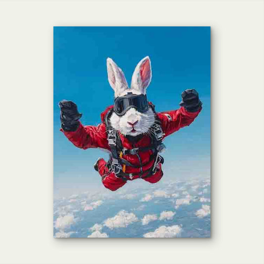 Parachuter Bunny Metal Print Ready to Hang