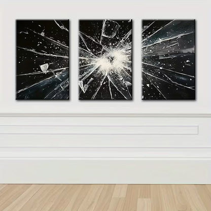 3pcs Broken Glass Design Wall Art Set Canvas Framed 40x60cm - High Quality Print 100% Australian Made Wall Canvas Ready to Hang - Bella Home Decor
