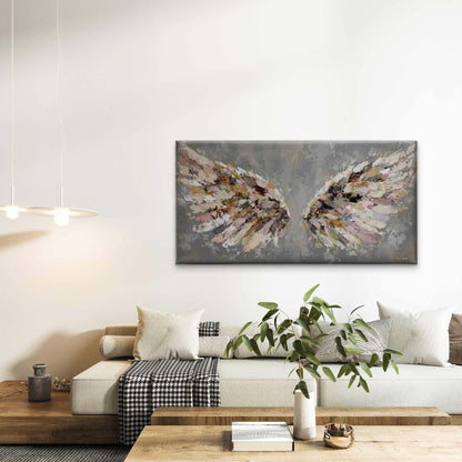 Wingspan Angel Wing Wall Art Canvas Office Home Room Framed 120x60cm - Bella Home Decor